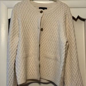 Tahari Cream Textured Cardigan